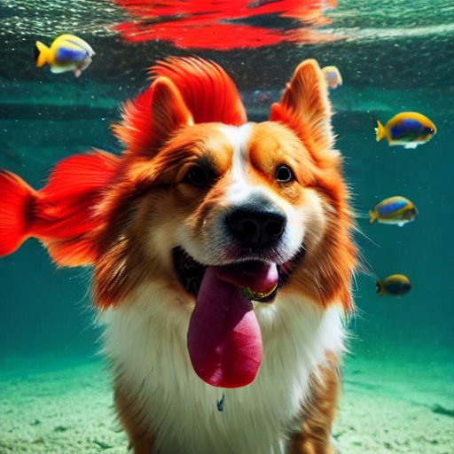 Generated corgi: Underwater